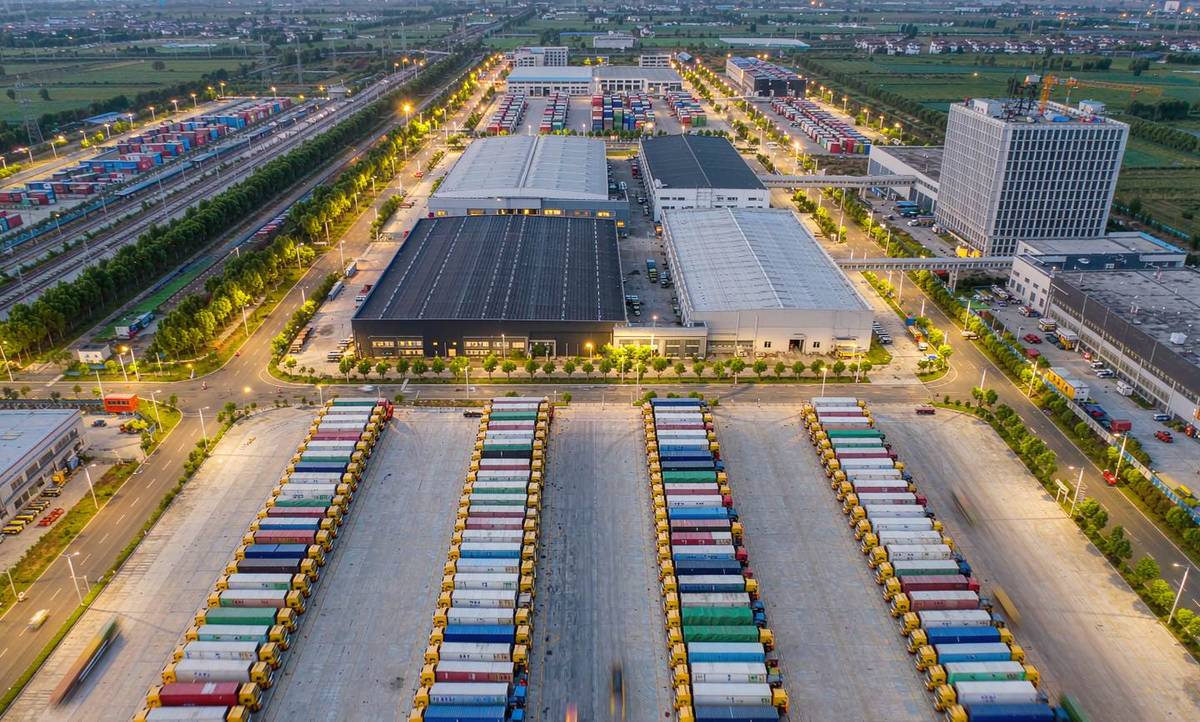 Multimodal distribution hub, aerial view
