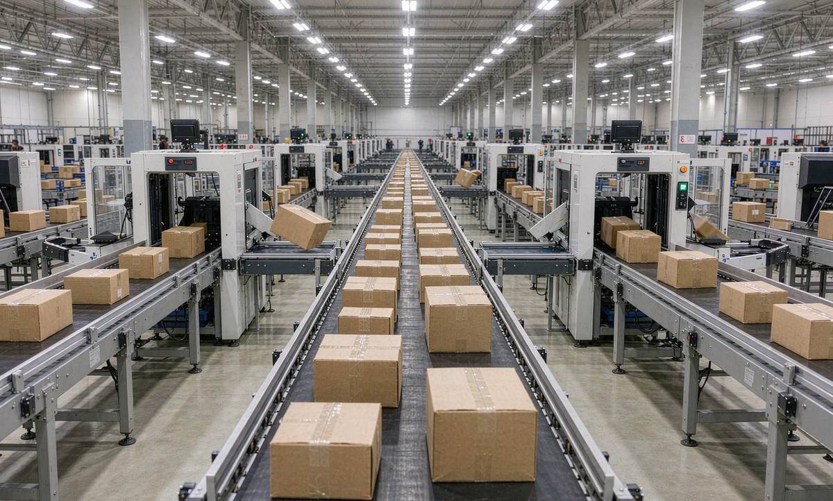 Parcel sorting conveyor